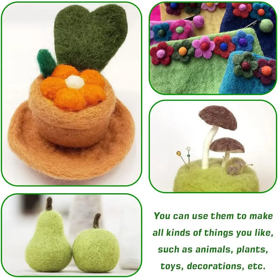 Wool Fibre for Needle Felting Wet Felting Wool Handmade Spinning DIY Craft Materials 66S