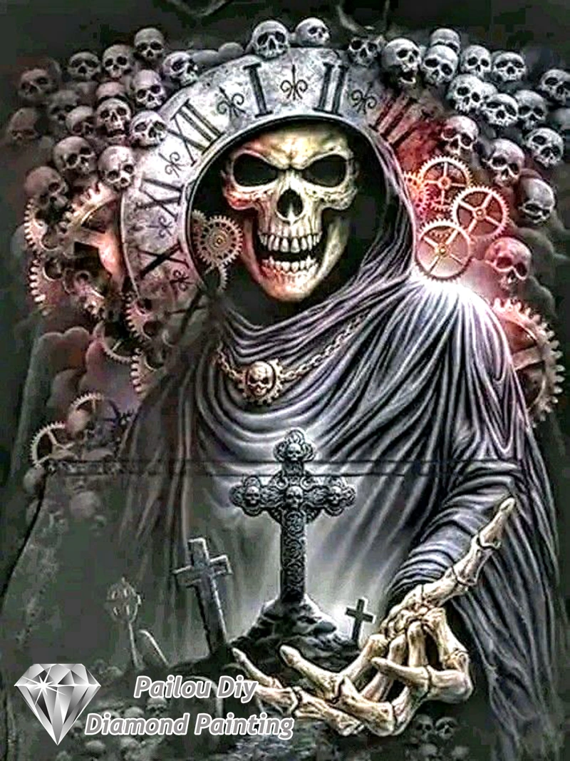 Halloween Horror Skull And Skeleton Diamond Painting Dark Art