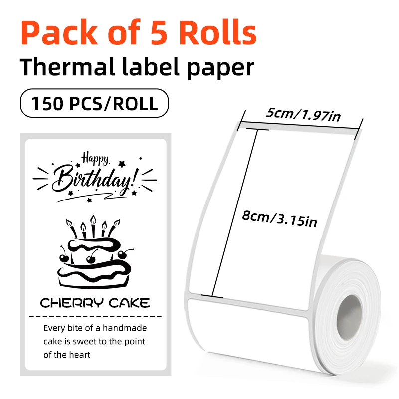 5 Rolls/10 Rolls 50X80Mm, White Multifunctional Waterproof and Oil-Proof Thermal Label Stickers, Each Roll Contains 150 Stickers, Suitable for Office, School, Clothing, Supermarket, Postage Address, S - 3