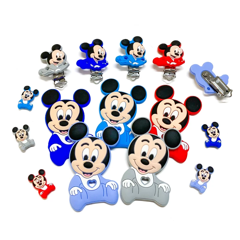 Baby Disney Mickey Minnie Clip Soother Teether DIY Dummy Chain Holder Nursing Jewelry Toy Clips 1/3/10pcs