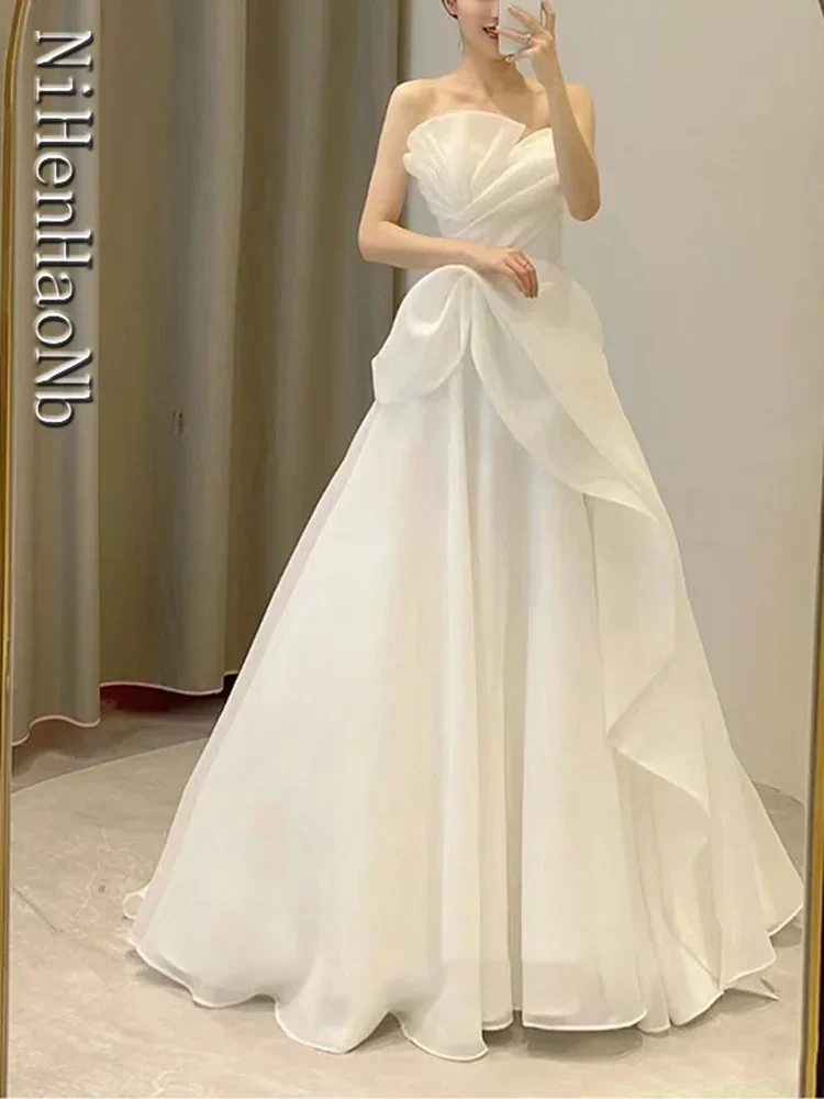 Robe De Mariee New Wedding Dresses Strapless Fashion Cheap Bride Dress Vestidos De Novia 4