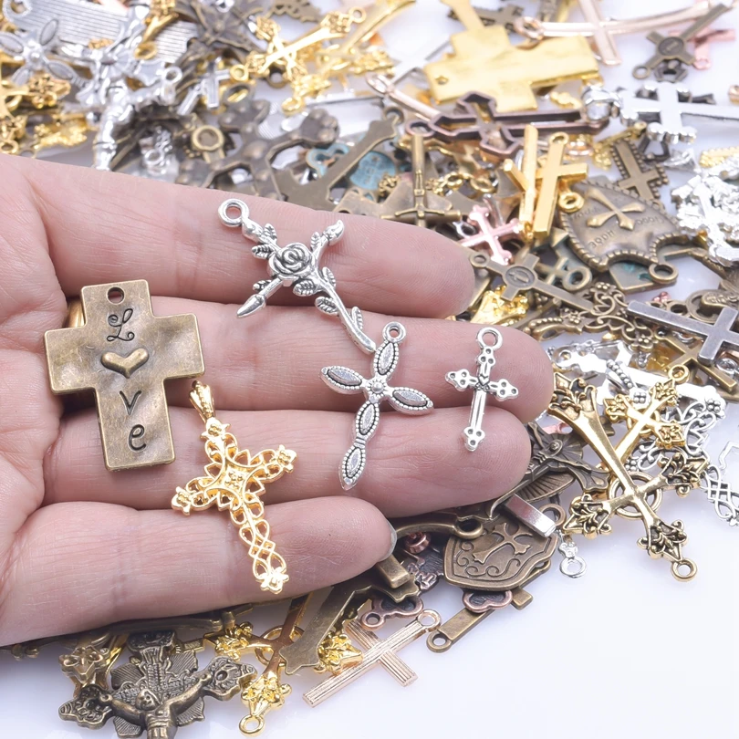 Christian Charms for Jewelry Making Cross Charms Silver Cross Charms  Christian Simple Cross Pendants 30 Cross Charm Bulk Pendant DIY Jewelry 