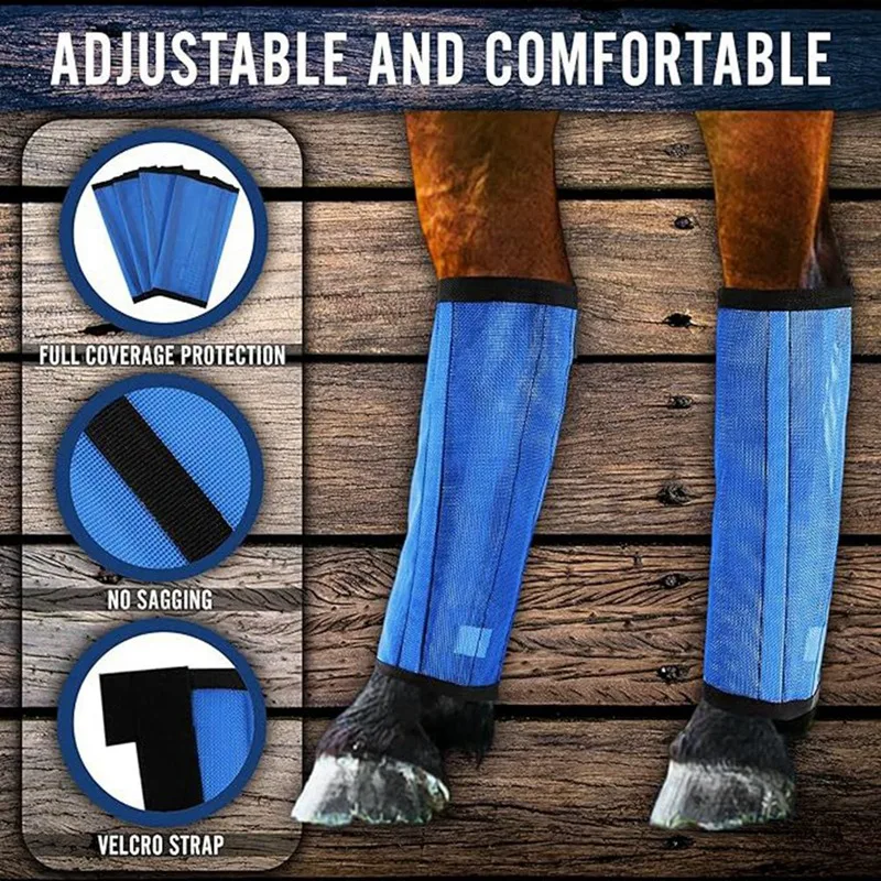 NALFI-4Pcs Mesh Fly Boots For Horse Breathable Mesh Horse Boots Protective Leg Wraps Legging For Preventing Flies