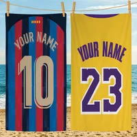 Football Basketball Jersey Name Custom Bath Towel Microfiber Soft Water Absorbing Breathable For Kids Decorative Cartoon Beach 1