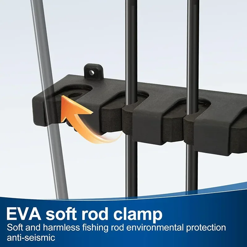 Fishing Rod Holders 6-Rod Rack Vertical Pole Holder Wall Mount Modular Fishing Stand Pole For Garage Wall Space-Saving 4/2PCS 4