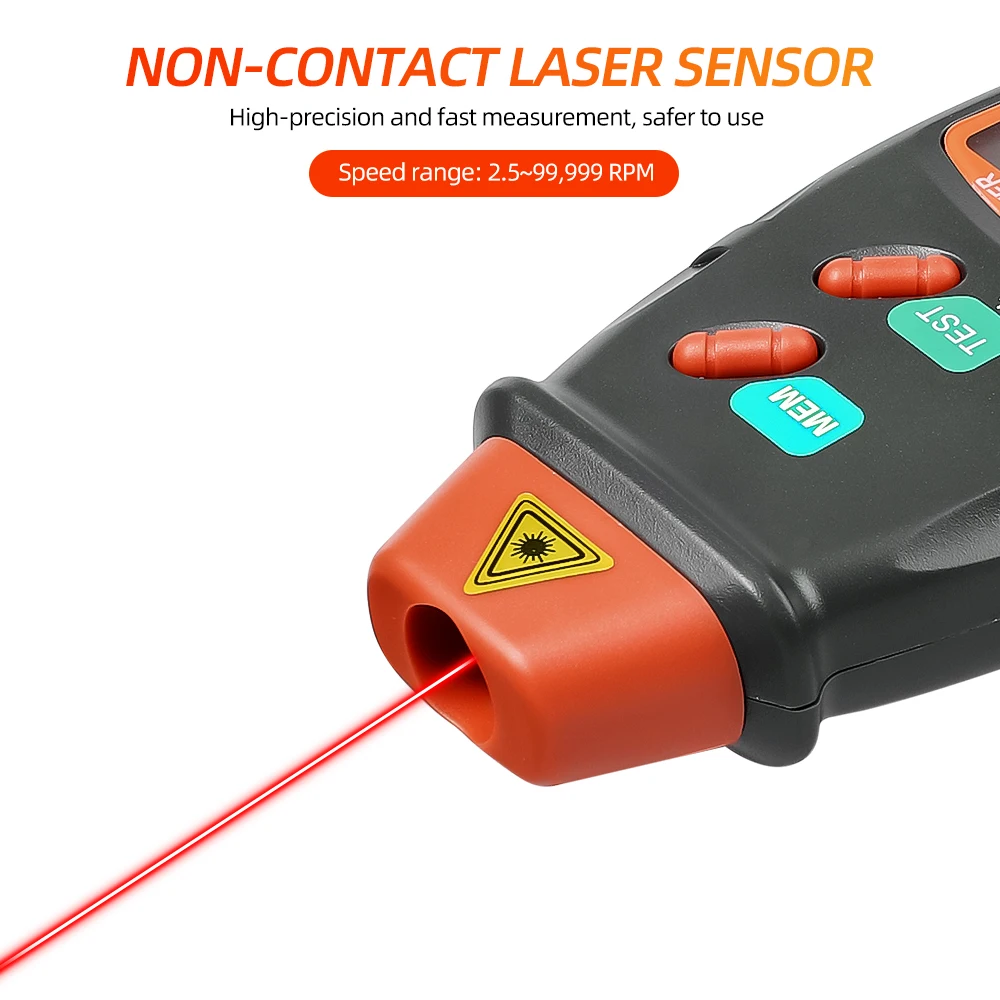 New 1set Digital Laser Tachometer RPM Meter Handheld Non-Contact Motor Lathe Speed Gauge Revolution Spin Tachometer Speed Gauge