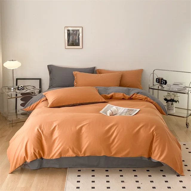 New Design Hot Sales Top Quality Comfort Skin Friendly Bedding Set Fabric Solid Color Quilt Cover Set