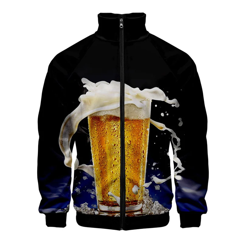 thumbnail image 1 of Chaqueta con estampado 3D de cerveza para hombre, ropa de calle moderna, abrigo de manga larga de gran tamaño, chaquetas con cremallera para exteriores, ropa Harajuku para niños, 1 of 5