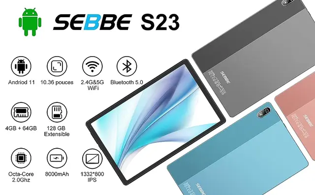 SEBBE 2023 Tablet Android 11 Tablets Octa-Core S23 10.36 64GB ROM 8000 mAh  IPS HD Split Screen Tablets Keyboard & Mouse Blue - AliExpress