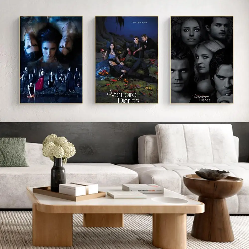 

Movie The Vampire Diaries Poster Self-adhesive Art Poster Retro Kraft Paper Sticker DIY Room Cafe Vintage Decorative Painting