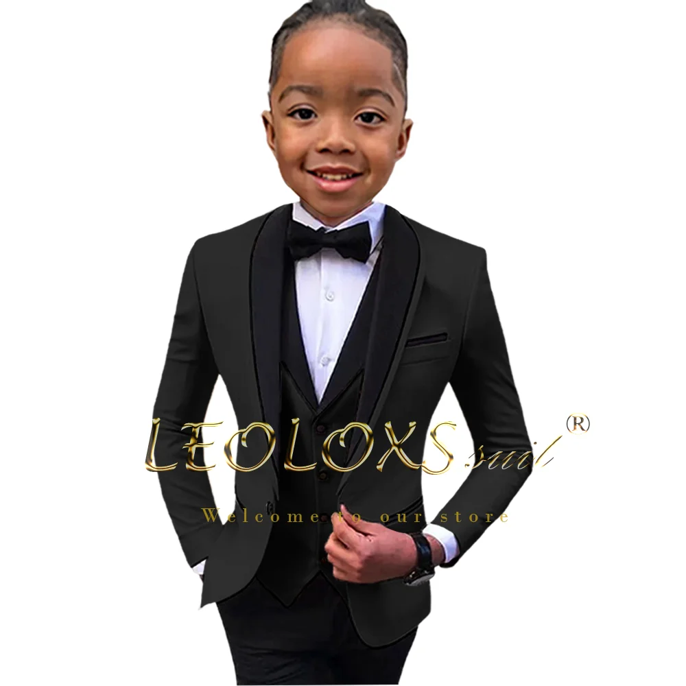 Boys tuxedo 3-piece set (shawl collar jacket + pants and vest) suitable for weddings, parties formal events suit suits