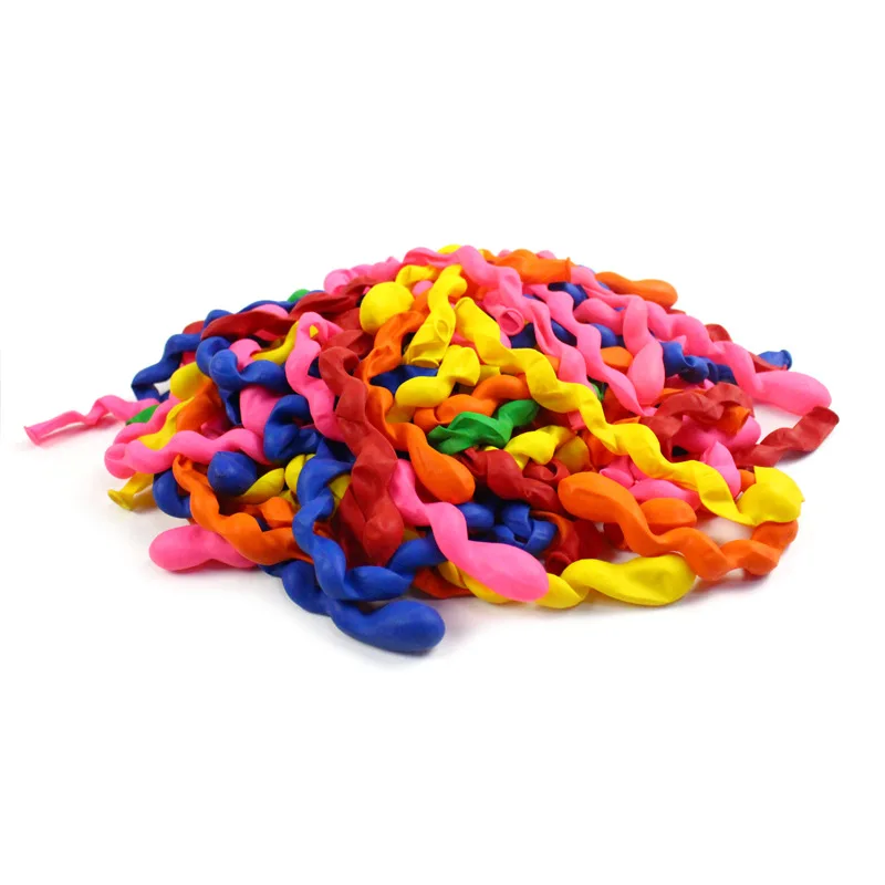 100Pcs Screw Twisted Latex Balloon Spiral Thickening Long Balloon Bar KTV Party Supplies Strip Shape Balloon Inflatable Toys