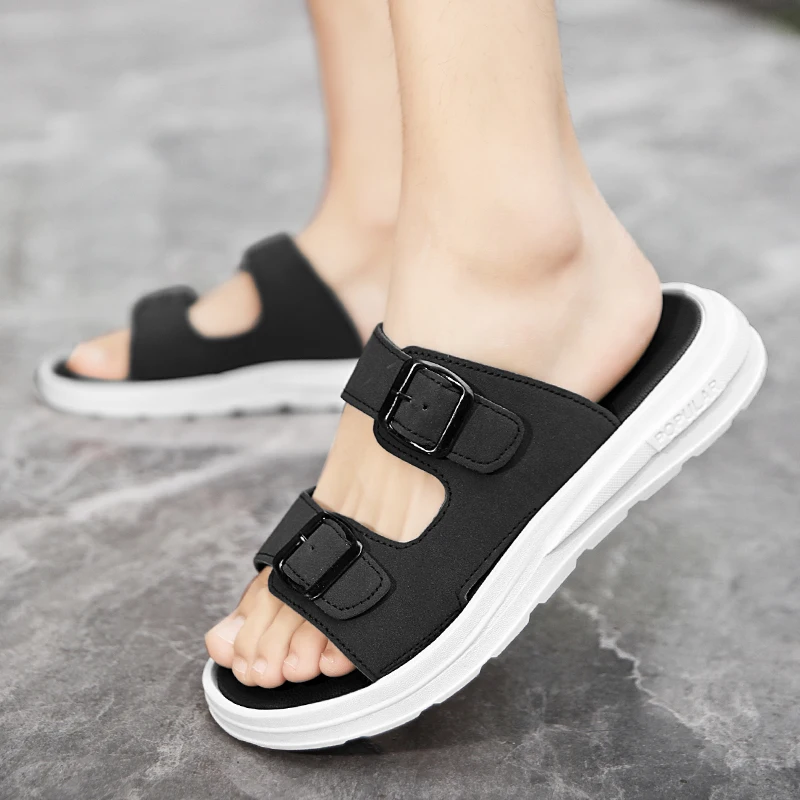 Fashion Slippers New Summer Genuine Cow Leather Men Shoes Lightweight Soft Beach Sandals Casual Men's Flip Flops