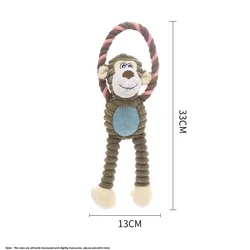 Interactive Chewy - Resistant Plush Toy for Pets - Soft Fleece Squeak Toy for Indoor Play and Teeth Grinding (Monkey)