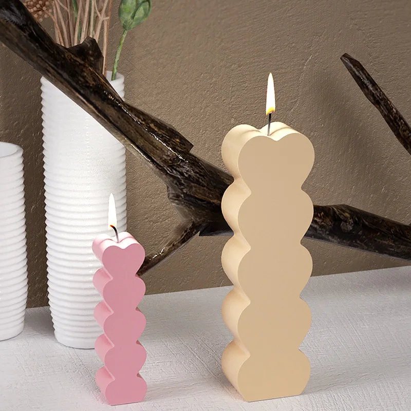 Description Picture 6 of itemStacking Heart Candle Silicone Mould Home Decor Ornament Handmade Soap Candle Cake Chocolate Making Molds