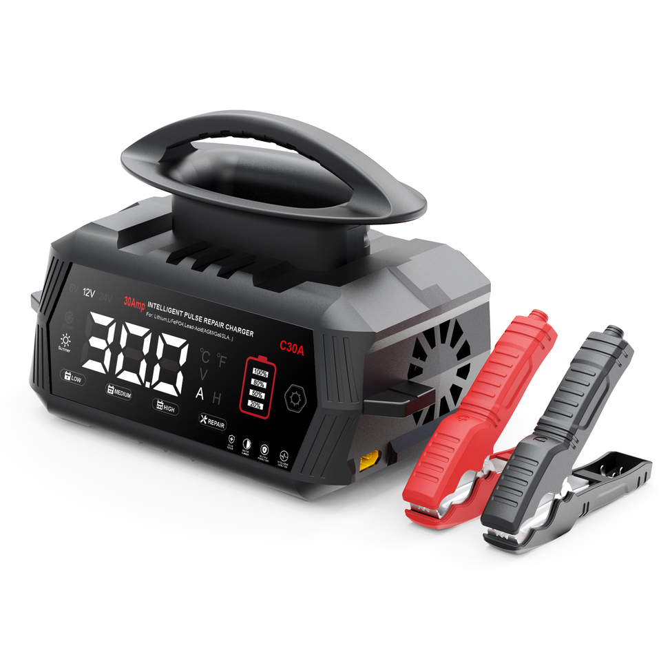 HTRC 30A/45A High Power Battery Charger 6V 12V 24V for Lithium LiFePO4 Lead-acid AGM Batteries Automatic Car Motorcycle Charger