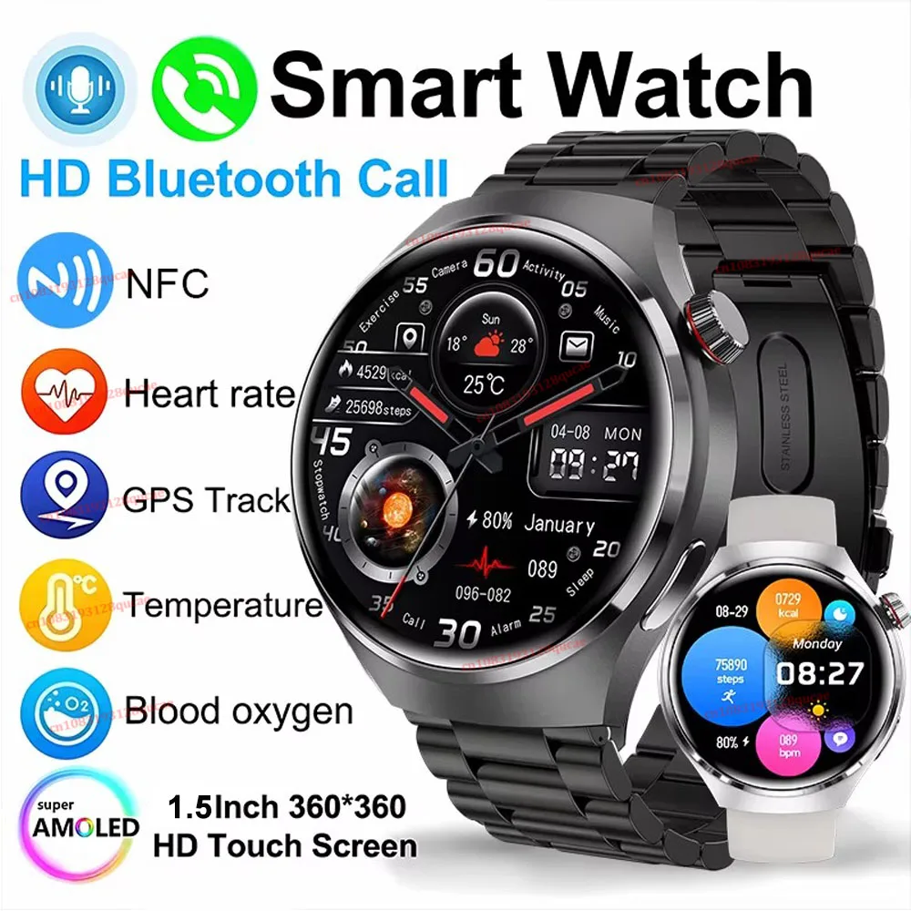 Nuovo Smartwatch 2026 per Uomo con Schermo AMOLED HD, GPS, Tracciamento del Movimento, Frequenza Cardiaca, Chiamate Bluetooth, Impermeabile per Android iOS