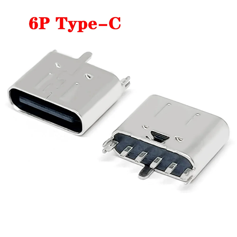 10pcsMicroUSB31TypeCJack6Pin180DegreeFemaleConnectorJack