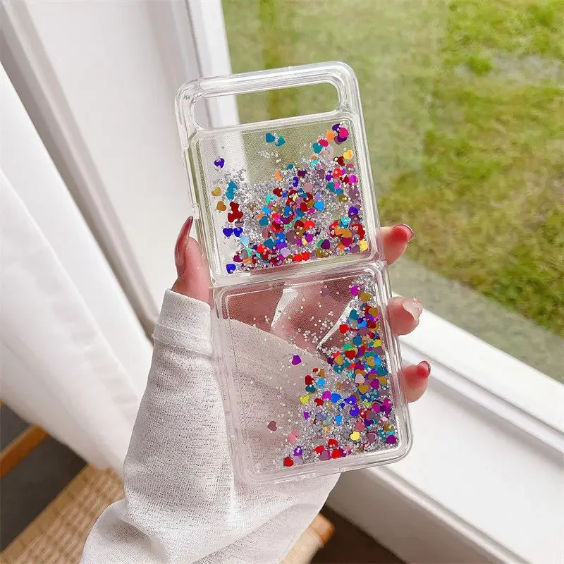 Luxury Gradient Glitter Quicksand Love Heart Bling Case for Samsung Galaxy Z Flip Series