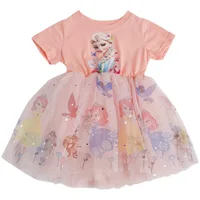 Nouvelles filles vêtements été manches volantes enfants robe fête bébé robes pour enfants vêtements congelés Elsa princesse robes 5