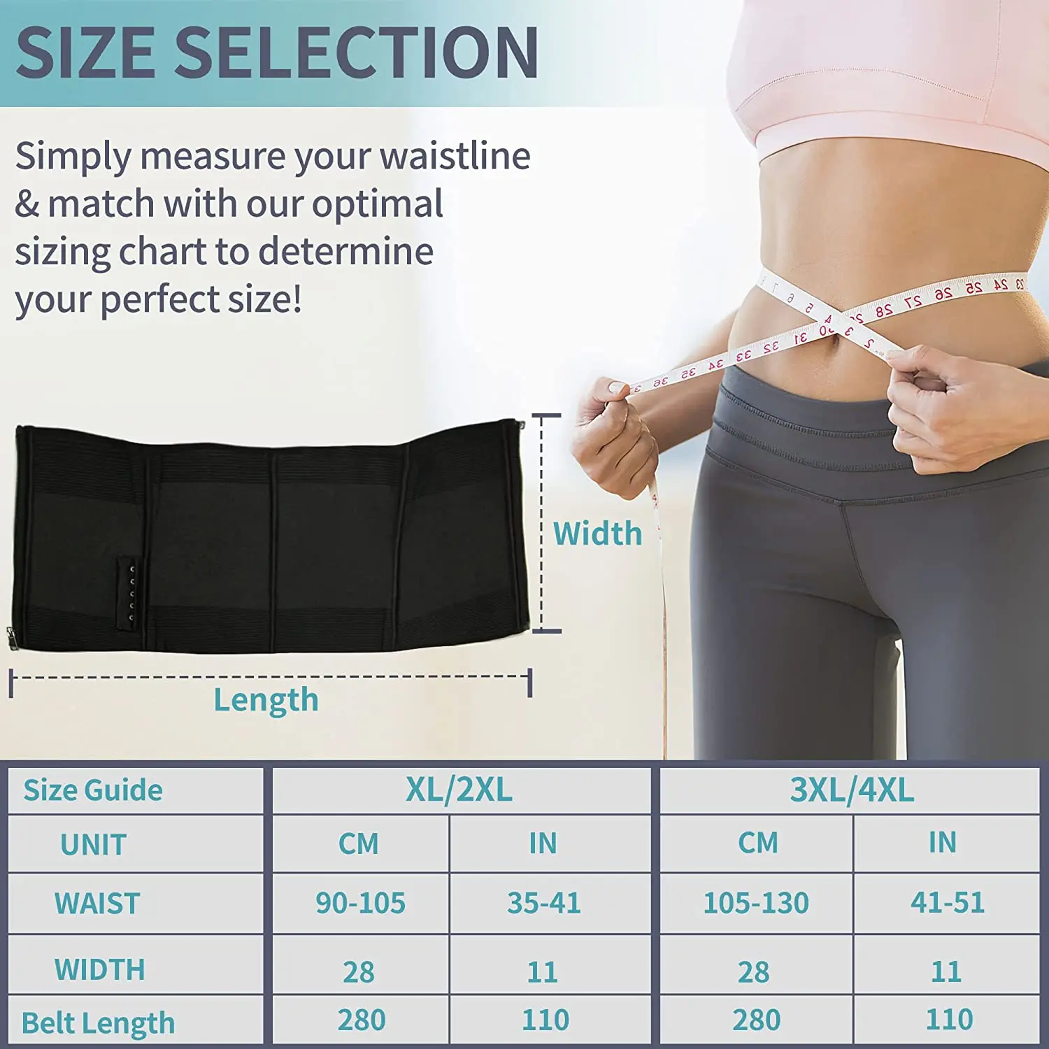 Waist Trainer, Workout Belt, Body Shaping Waist Trainer, 2-in-1