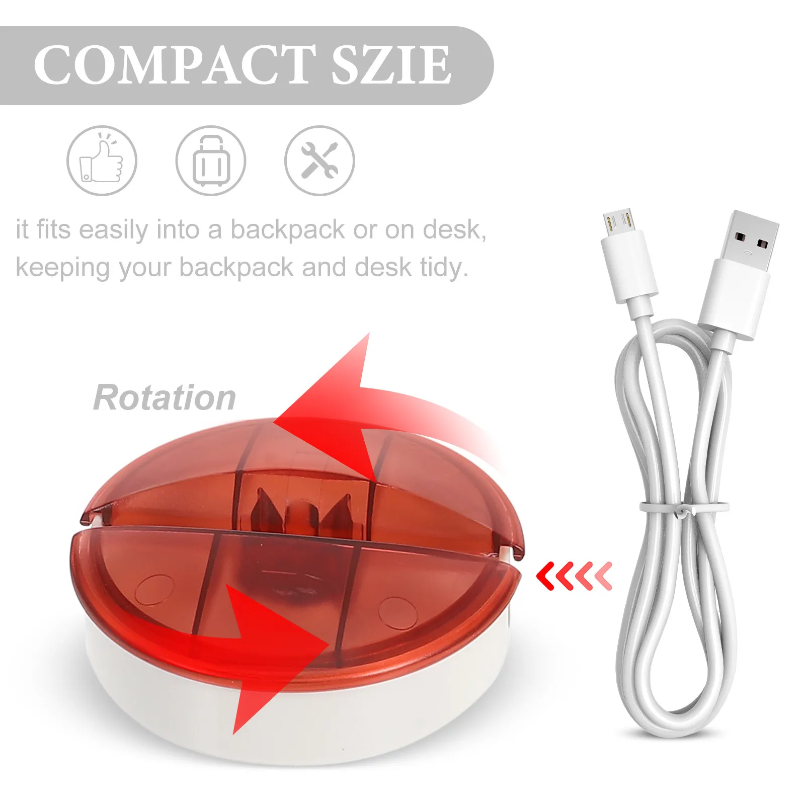 데이터 충전 케이블용 4Pcs 컴팩트 케이블 리트랙터 정리함, 엉킴 방지 휴대용 책상/백팩 코드 관리 박스