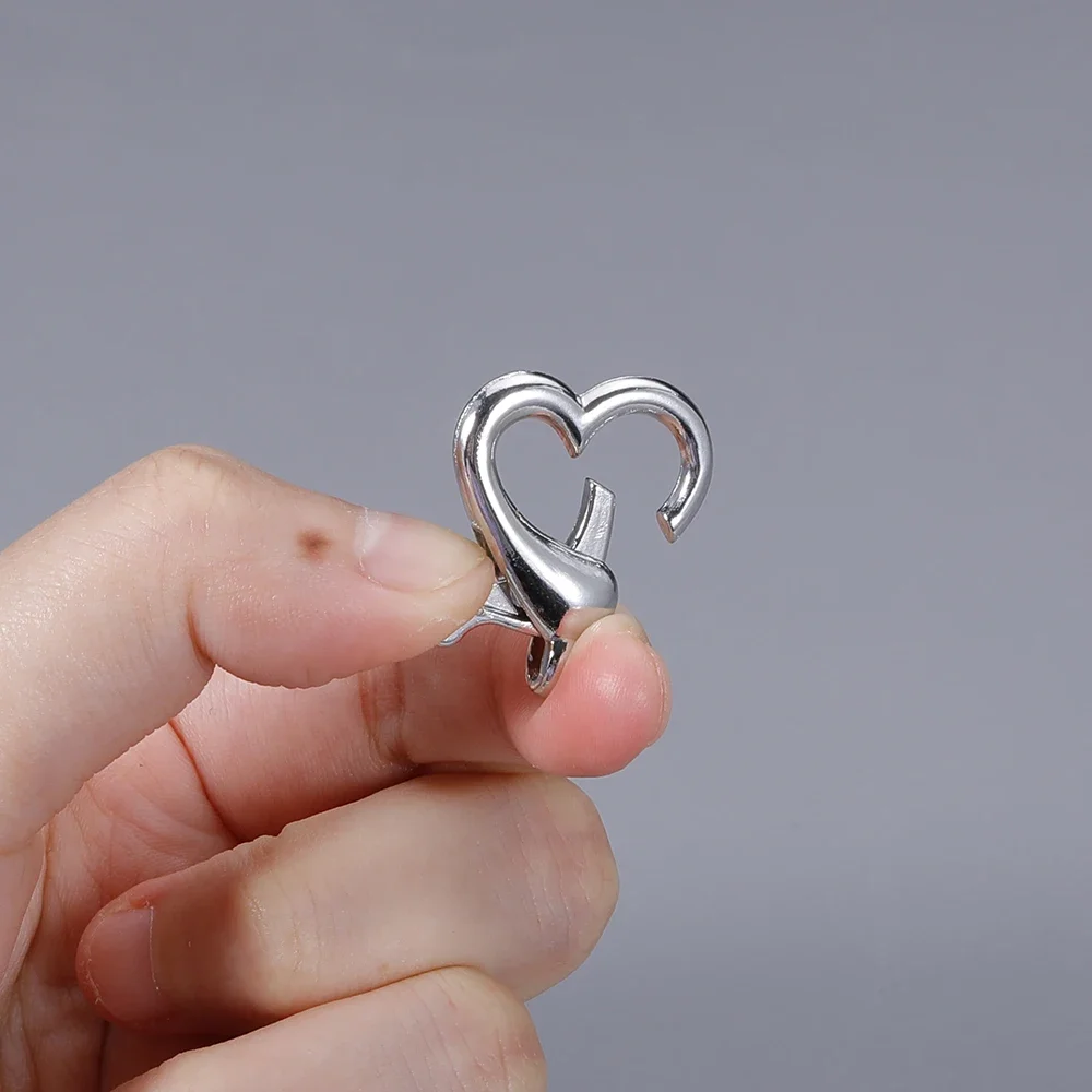 100pcs Heart Lobster Clasp Hook Carabiner for DIY Keychain Jewelry Key Ring Craft Making Supplies Accessories Material Wholesale