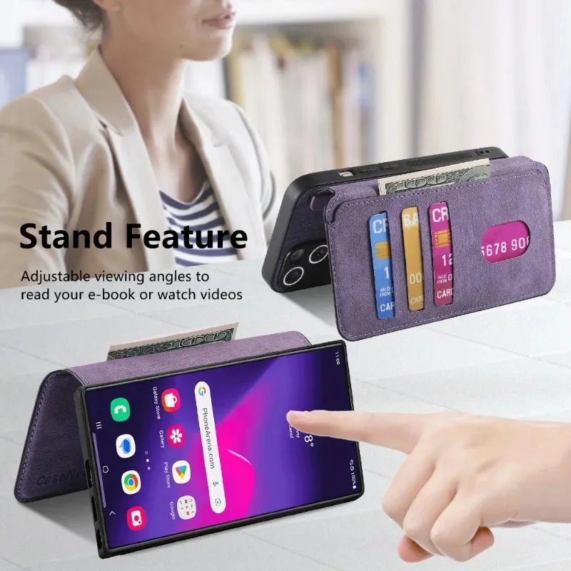 Elegant Magnetic Flip Phone Case with Card Holder Feature