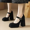 Elegant French Style Black Shallow Mary Sandals Women's New Spring Waterproof Platform Sexy High Heels Rubber Summer Season 1