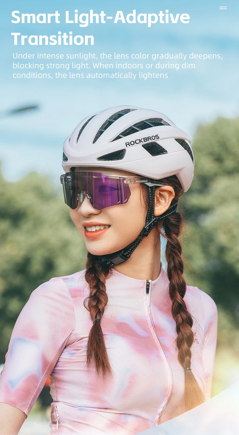 ROCKBROS Fahrradbrille Rennrad MTB Fahrradbrille Fahren Golfbrille Schutz Sport UV400 Sonnenbrille Polarisiert/Photochrom – Detail 6
