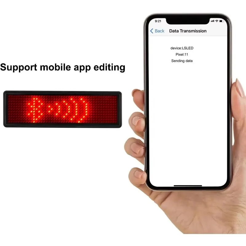 Rechargeable Bluetooth digital LED badge DIY programmable scrolling message board mini LED display name tag
