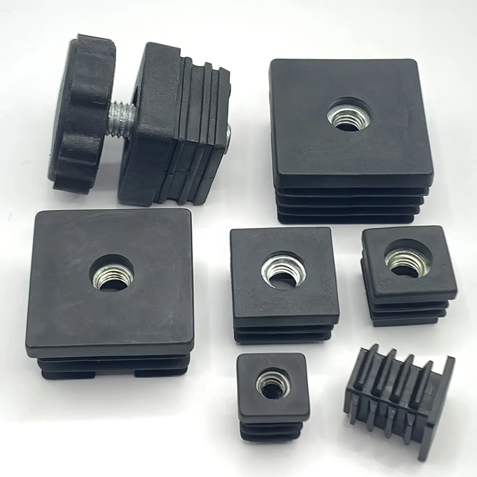 Pipe End Cap 10/5pcs Black/white Square Pipe Plugs Nut Hole Blanking End Inserts Caps Pipe Cover M5 M6 M8 Furniture Leg Feet Tube Plug