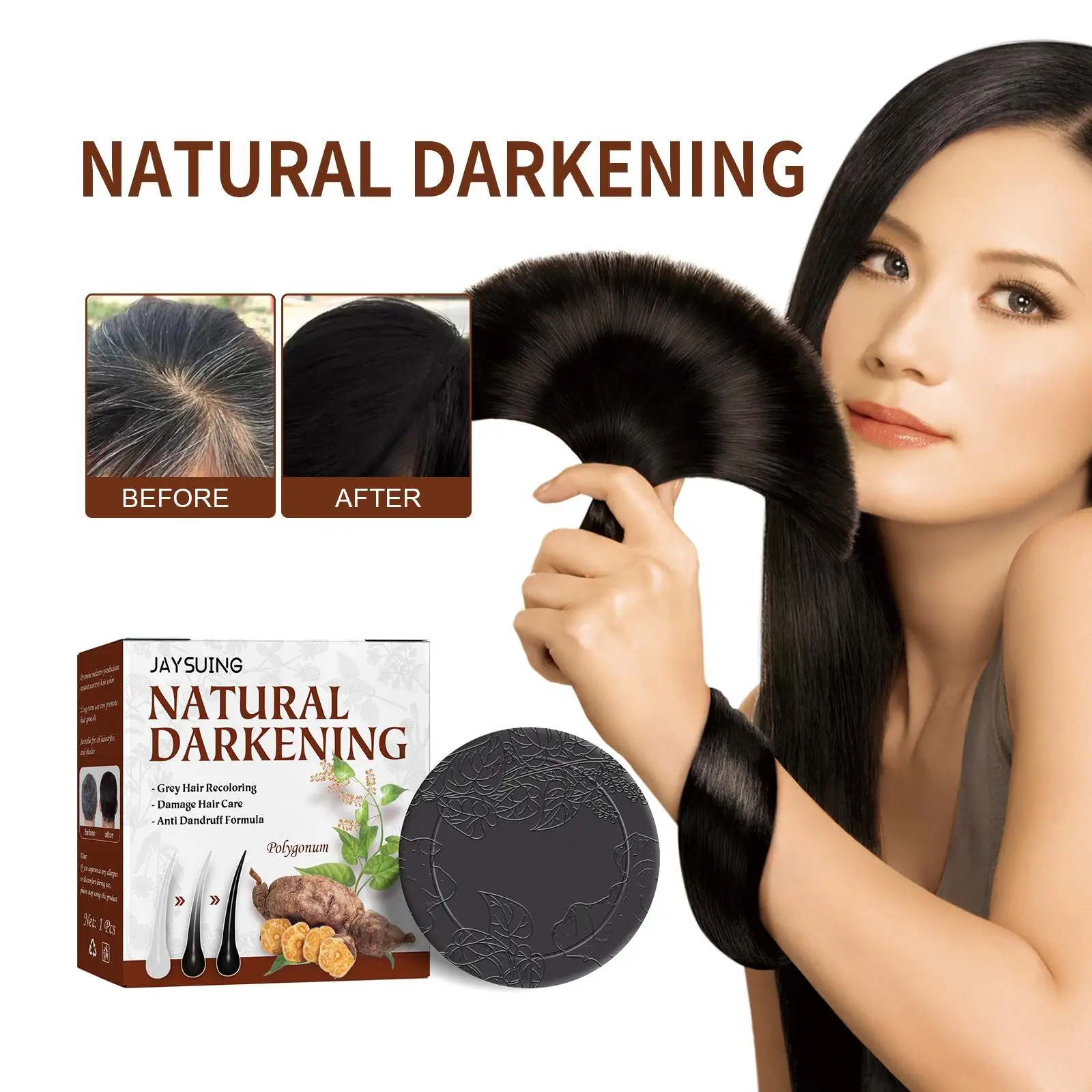

1pcs Hair Shampoo Polygonum Essence Hair Darkening Ingredient Gray Soap Hair Hair Reverse Hair Shampoo Natural Shampoo Clea Z1V0