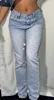 Fashion Rhinestone Sequin Jeans Y2K Pants Womens Gothic Hip Hop Pocket Embroidery Retro Blue Jeans High Waist Wide Leg Trousers 4