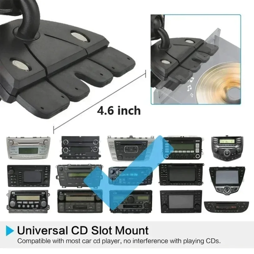 Car Adjustable CD Slot Tablet Stand Phone Holder for IPad Pro 12.9 Air Mini iPhone 16-12 Pro Max Samsung Huawei 4-13 Inch Pad PC