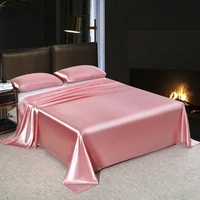 Satin Flatsheet Set High Quality Solid Color Bedsheet Set Single Double Queen King Size Fitted Sheet Set Luxury Bedding Sheet 3