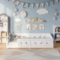 Lit d'enfant RosahqndaKids, lit en bois massif Montessori au sol avec protection contre les chutes - Lit sécurisé pour tout-petits - Design scandinave 2