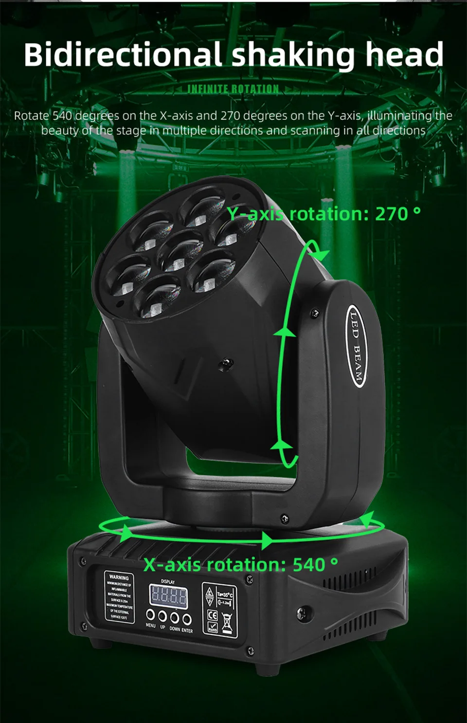 7pcs Moving Head Beam Light 4in1 Led Beam Moving Head for DJ Wedding Stage Light