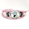 Omori Sunny And Mewo Pink Leather Bracelet Glass Cabochon Button Multilayer Bangles Wristband Gift 3