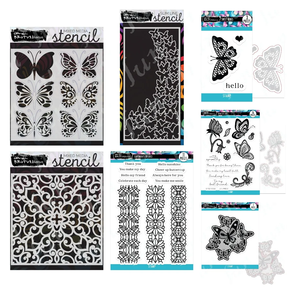 

Sweet Butterfly Clear Stamps and Metal Cutting Dies Flight Slimline Stencils Drawing Greeting Card Scrapbooking Supplies