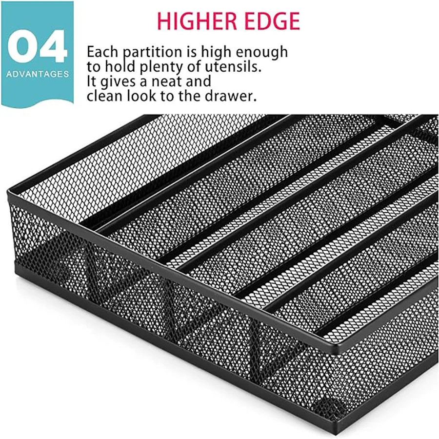 Simple flat Cutlery Storage Box, Mesh Draining Drawer Cutlery Box, Metal Kitchen Restaurant Knife and Fork Storage Basket. 6