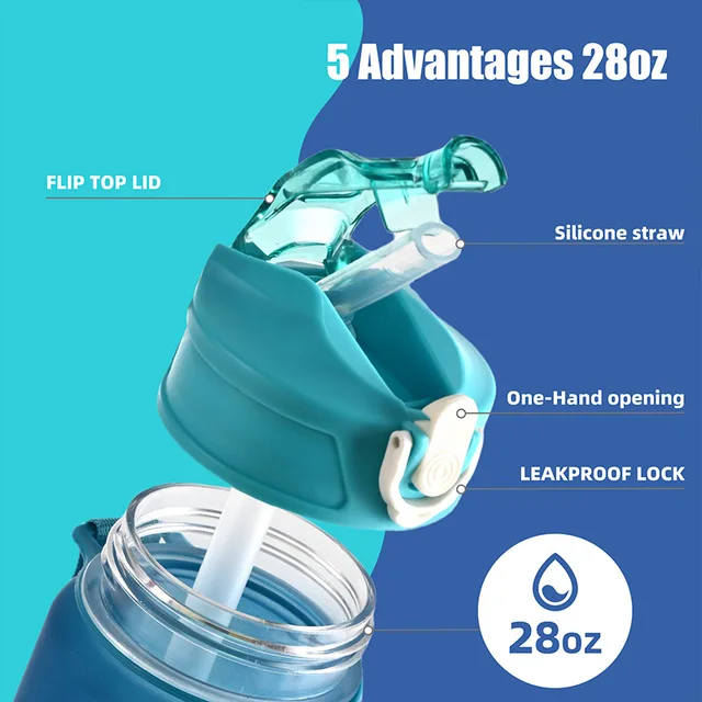 1PCS Hot Sale 750ML Sports Water Bottle Shaker Outdoor Travel Portable Leakproof Drinkware Plastic Drink Bottle BPA Free 4
