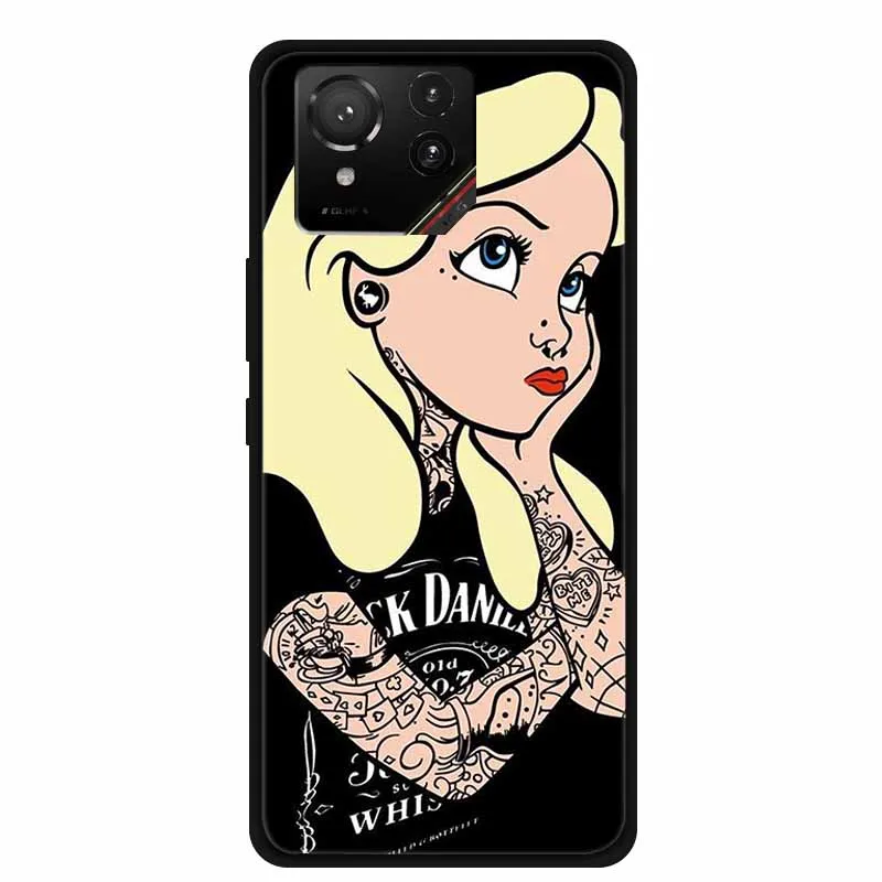 Cartoon Printed Soft Black Silicone Phone Case