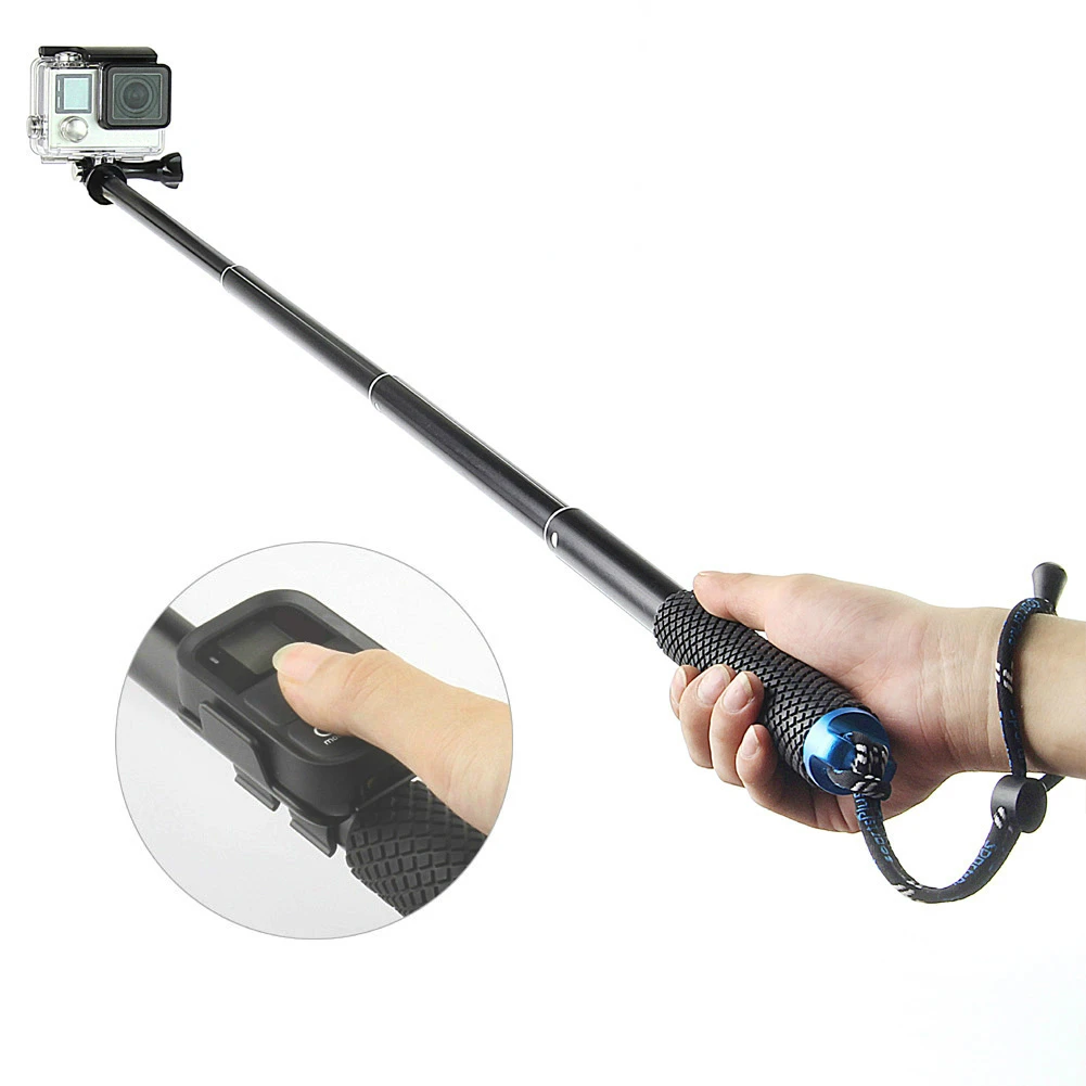 

37'' For GoPro Extendable Handheld POV Pole Telescopic Tripod Monopod + Wifi Remote Holder Clip for Go Pro Hero 9 8 7 6 5 4 3+