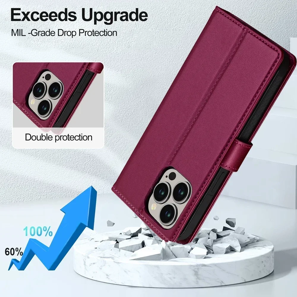 Deluxe 2-in-1 Removable Flip Leather Wallet Case with Magnetic Closure and Card Slot