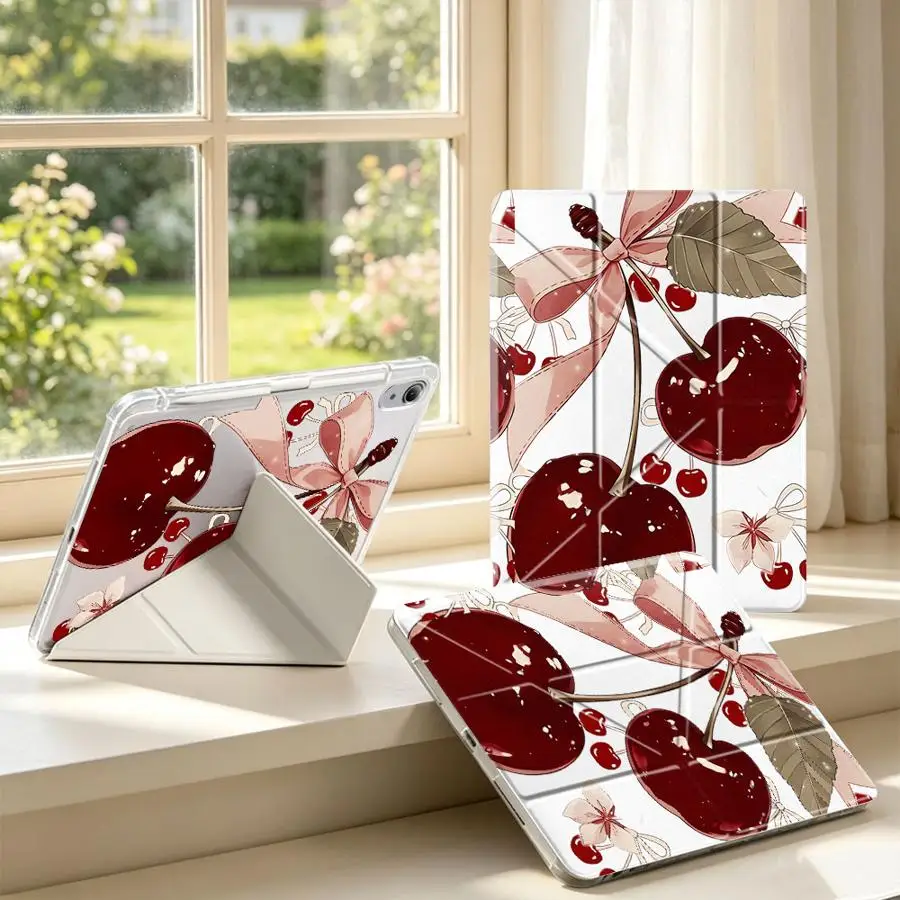 Red Lovely Cherry Tablet Case with Pen Slot Cover