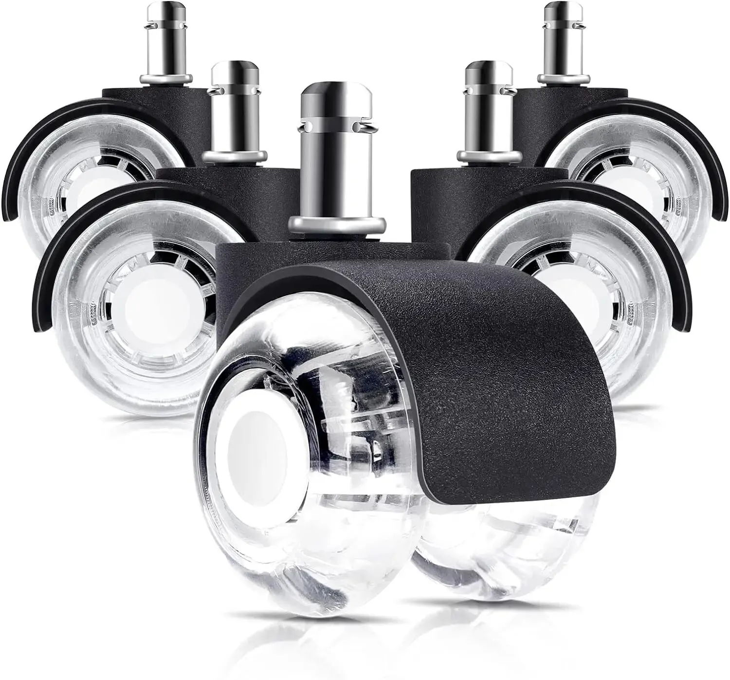 5 Schreibtischstuhlräder, Bürostuhlrolle, Durchmesser 50 mm, Hartbodenrolle, Doppelrad-Design, Drehstuhlräder für den Schreibtisch