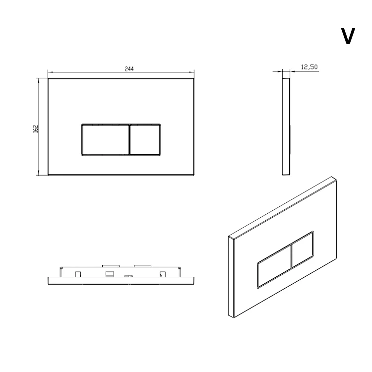 Push Button Toilet for WC, Concealed Flushing Cistern, Wall-mounted, Mechanical, Slim