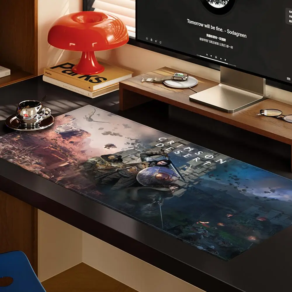 Gamer using the Crimson Desert Mouse Pad in a competitive setting