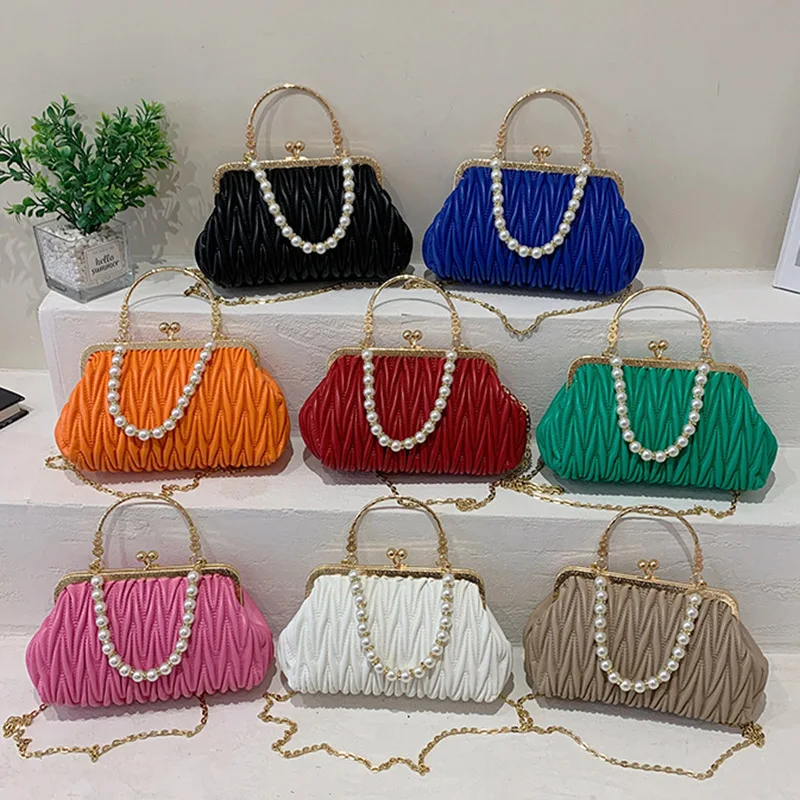 Women Shoulder Bags Prom Clutch Pearl Chain Crossbody Bags Female Totes Pu Leather Handbags And Purse crossbody bag,women handbags,leather shoulder bag,pu crossbody bag